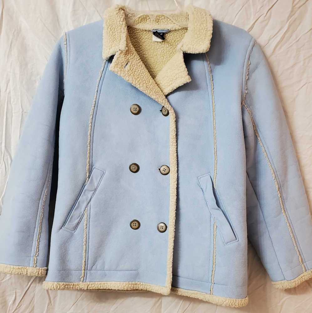 GAP FIRLS FAUX LEATHER SHERPA LINED JACKET